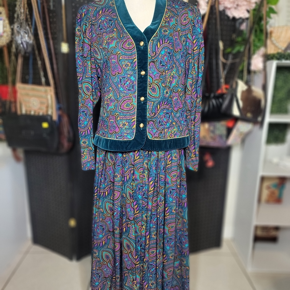 VINTAGE Kelli Kaye 2 piece skirt and blazer set